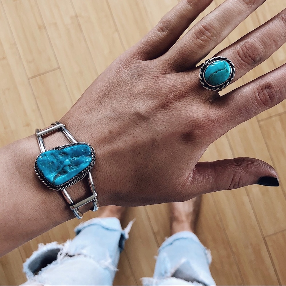 Raw turquoise cuff